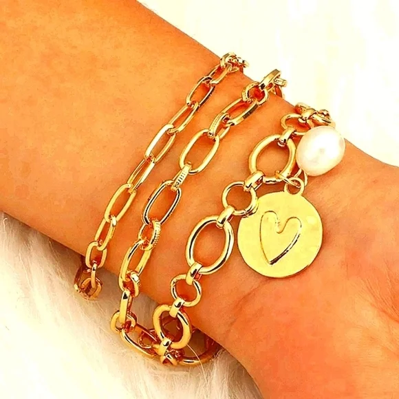 NEW Women’s 14k Gold Filled‎ Paperclip Adjustable Bangle Bracelet